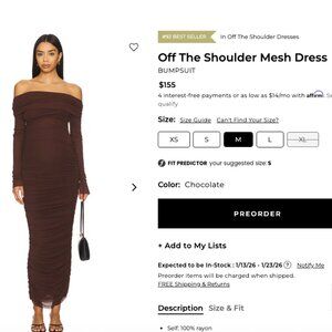 BUMPSUIT Off The Shoulder Mesh Dress - Size MEDIUM
